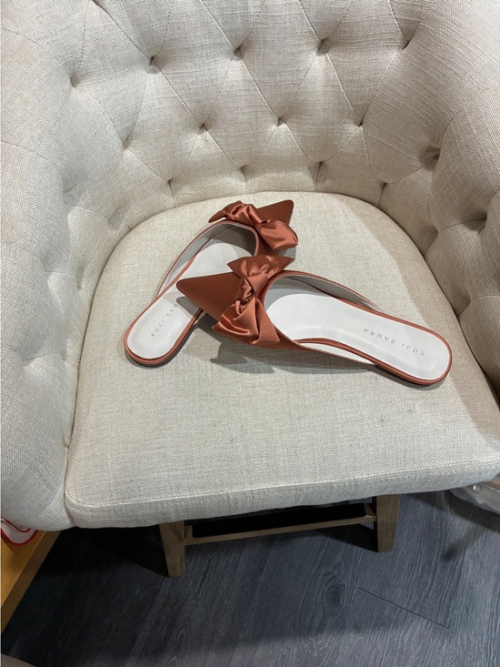 Zara Shoes - Zara Satin Pointed Bow Mule in Rust